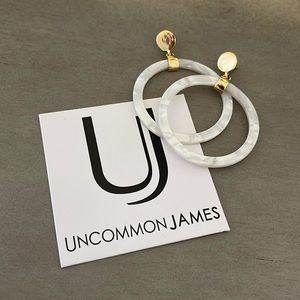 Uncommon James white and gold hoop earrings